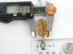 Vintage Polish Sterling Silver Carved Baltic Amber Violin Pin Brooch 6.4g 55mm