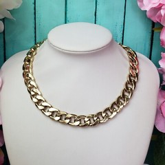 Trendy Large Enamel Cuban Link Chain Statement Necklace Chic Insta Collar