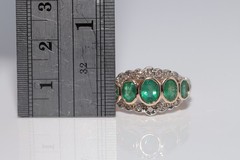 Antique 14k Gold Top Silver Natural Rose Cut Diamond And Emerald Ring