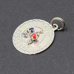 Vintage 3D Happy Birthday Cake Enamel CREA Sterling Silver Charm Pendant 7/8″