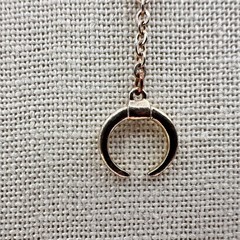 Vintage 90s Rose Gold tone Necklace Layering Chain Moon Pendant Lariat Jewelry