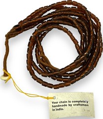 Vintage India Glass Handmade 4 Strand Brown Tube Beads Necklace 25″ Loop Clasp