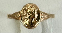 USSR Vintage Original Solid Rose Gold Ring “CAMEO” 583 14K 2.74 g. 7,75 US