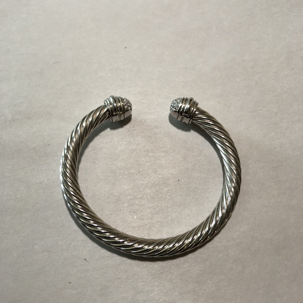 Vintage Cable Cuff Bracelet With Crystals