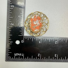 Vintage Gold Tone Confetti Lucite Brooch MCM 1950s