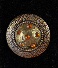 Vintage 1980s Orange Rhinestone Dome Statement Clip On Earrings Runway