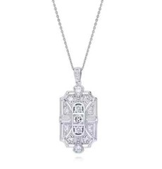 Art Deco Style Lab Created Diamond For Any Occasion Pendant 14K White Gold FN