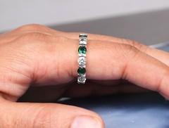 Emerald With Diamond Ring Birthday Gifts For Her Round Stacking Ring Birthstone