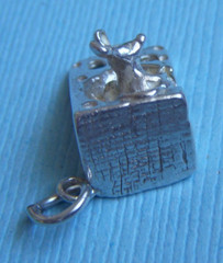 Vintage English mouse in cheese wedge sterling charm