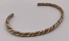 VTG Signed Sergio Lub Mixed Metals Copper & Brass & Silver Twisted Cuff Bracelet