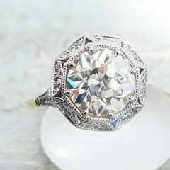 Art Deco Style 2.5Ct Lab Created Diamond Old European Engagement 925 Silver Ring