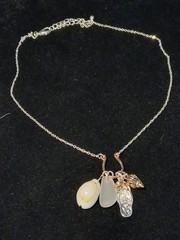 Vintage Delicate Sterling Silver Plated Baroque Charm Necklace