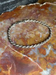 Vintage Italy Sterling Silver Rope Chain Bracelet 7.25”
