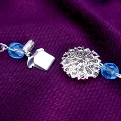 Blue Glass Necklace 20″ Vintage Glass Czech Beads Art Deco Style