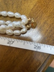 Vintage 4strand Freshwater Rice Pearl Necklace. 14/20 Floral Clasp. 104g