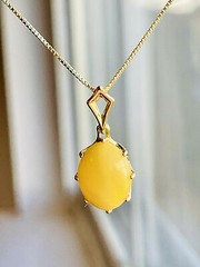 14K Gold Filled Genuine Baltic Amber Necklace Russian Butterscotch Egg Yolk 老琥珀