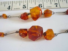 Vintage Latvian Natural Semu-Polished Amber Wire Necklace 49g