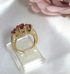 Vintage Jewellery Gold Band Ring Rubies and White Diamonds Antique Deco Jewelry