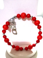 Vintage Handmade Unisex Adult Adjustable Red Beaded Bracelet with Charms