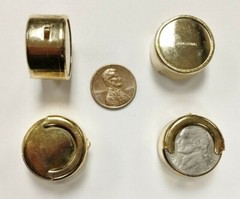 VINTAGE HONG KONG GOLD SPRING LOADED BARREL NICKEL COIN HOLDER WITH LOOP D388