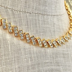 Vintage NWT UNUSED Napier Gold Diamante Crystal Rhinestone Choker Link Necklace