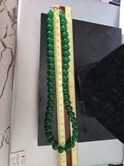 Jade Hand Strung Beaded Round 18″ Necklace Imperial Green Nephrite Claw Clasp