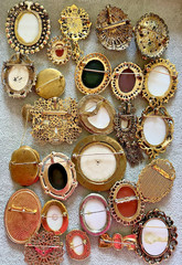 Vtg Estate Cameo Jewelry Artisan Painted Floral Romantic Victorian Revival Lot