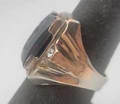 Vintage Refurbished Men’s 1/30 14K RGP Hematite Intaglio Cameo Ring Sz 9
