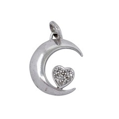 Vintage Sterling Silver 925 I Love You To The Moon Crescent Moon Pendant