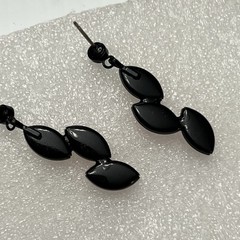 Vtg Art Set Black Shape Memory Wire Red Yellow Orange Stone Neck Choker Earring