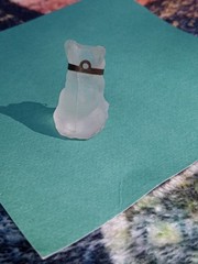 Antique, Vintage, Czech Clear Pug, Bulldog Cracker Jack Glass Charm, Prize, 1″