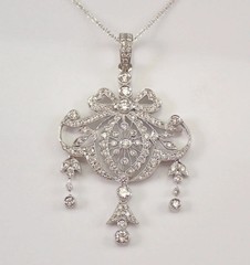2Ct Art Deco Style Lab Created Diamond Engagement Gift 14K White Gold FN Pendant