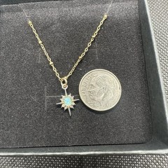 Vintage Small star Opal art necklace 1/20th 14k GF Gold filled chain 16″