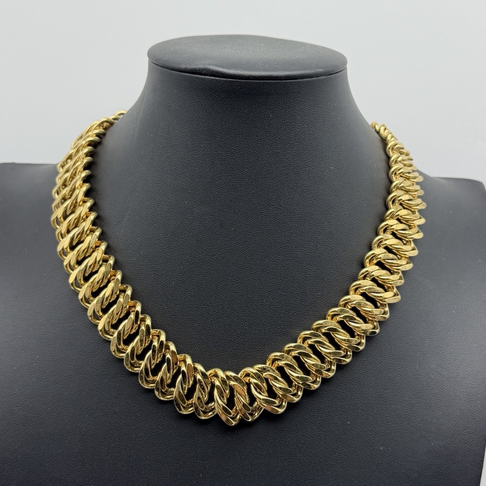 Vintage Napier Gold Tone Chain Necklace Chunky 3/4″ Wide Statement 1980s 18″