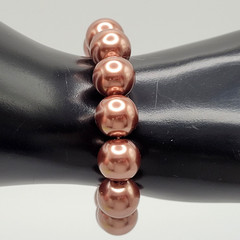 Hematite Chunky Rose Gold Coppery Metallic Hue Round Beaded Stretch Bracelet