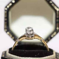 Art Deco Style Round Lab Created Diamond Engagement 14K Yellow Gold FN Ring