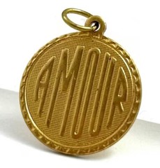 Vintage French Amour Charm Love Necklace Pendant Brass Metal Jewelry For Women