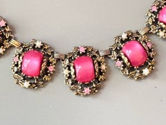 Vintage SELRO SELINI Baroque Necklace, Bracelet & Earring Set, Pink Moon Glow