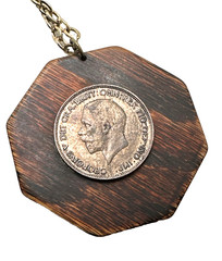 Vintage George V British Penny Coin Pendant Necklace 23″ United Kingdom