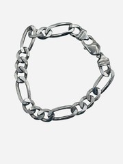 Vintage 925 Sterling Silver Signed Unisex Chain Link 8.25” Figaro Bracelet Italy