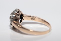 Vintage Circa 1980s 14k Gold Top Silver Natural Rose Cut Diamond Ring