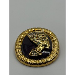 Vintage Berebi Nefertiti Brooch Enamel Limited Edition Pin Missing Rhinestones