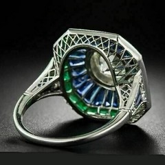 4.75Ct Art Deco Style Lab Created Diamond Anniversary 14k White Gold Finish Ring