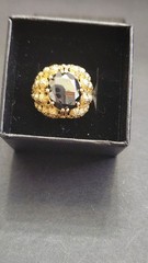 Vintage 18k Gold Ornate Hematite Size 4 ring 1960’s Corletto Italy 7.1 Grams
