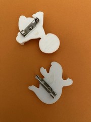 Goggle Eye Ghost Hallmark Vintage 1984 Halloween Pin plus 1 More Ghost Pin