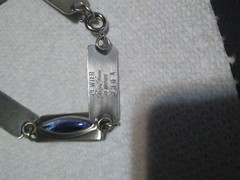Jargen Jensen Denmark 1960s MCM Pewter Blue Glass Cabochon Ring and Bracelet