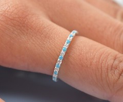 Sleeping beauty gemstone Full Turquoise and Moissanite Engagement Band Jewellery