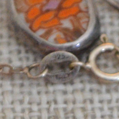 Vtg 70s Italian Sterling Silver Ceramic Floral Jewelry Set Necklace Bracelet Erg