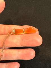 Vintage CARNELIAN FIGA Hand Pendant on GOLD FILLED Chain Good Luck Charm