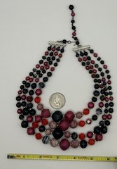 Vtg Signed Japan Beaded Necklace/clip on earring Set